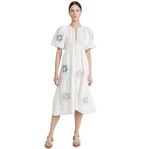 SEA NEW YORK Violette Patch Puff Sleeve Midi Dress M